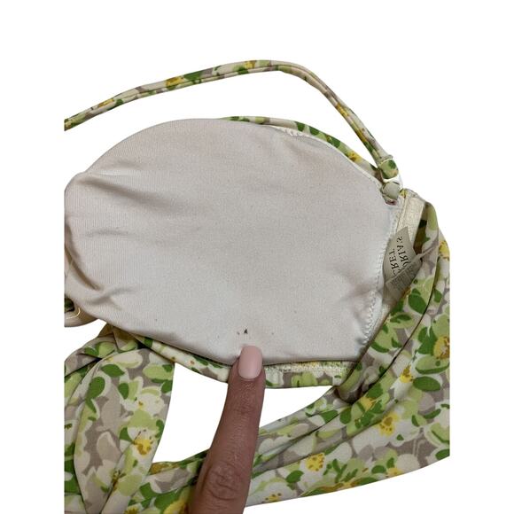 Victoria's Victoria Secret Bikini Green Yellow Flower Bikini Top Size Small S - Picture 4 of 5